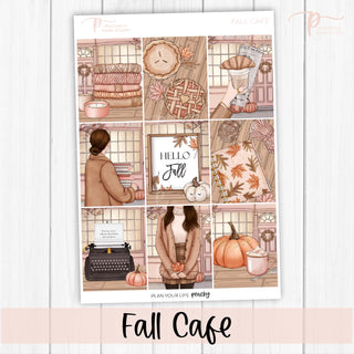 Fall Cafe Weekly Kit - Planner Stickers For Vertical 7x9 Planners Like Erin Condren EC