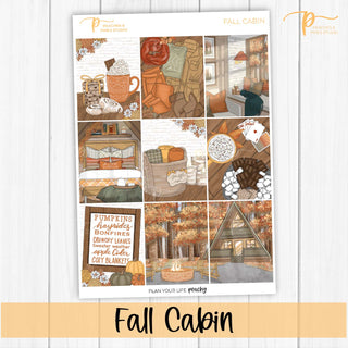 Fall Cabin Weekly Kit - Planner Stickers For Vertical 7x9 Planners Like Erin Condren EC