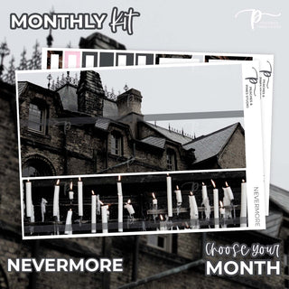 Nevermore Photo Monthly Kit - Planner Stickers For Vertical 7x9 Planners Like Erin Condren EC