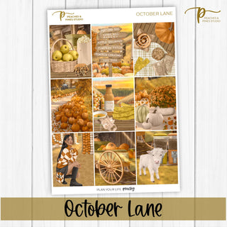October Lane Weekly Kit - Planner Stickers For Vertical 7x9 Planners Like Erin Condren EC