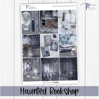 Haunted Bookshop Weekly Kit - Planner Stickers For Vertical 7x9 Planners Like Erin Condren EC