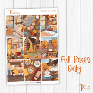 Pumpkin Spice Weekly Kit - Planner Stickers For Vertical 7x9 Planners Like Erin Condren EC