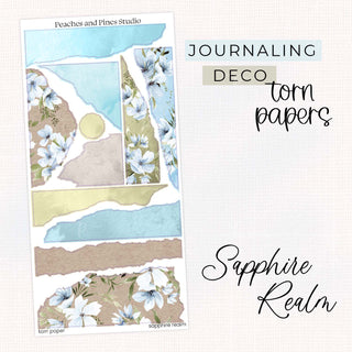 Sapphire Realm - Torn Paper | Journaling Deco Sticker Sheet