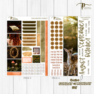 Enchanted Forest Photo Monthly Kit - Planner Stickers For Vertical 7x9 Planners Like Erin Condren EC