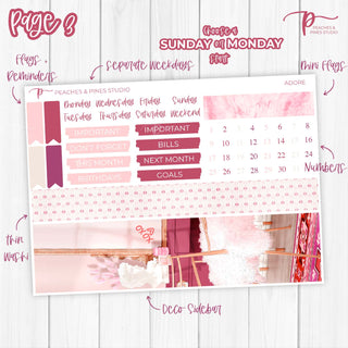 Adore Monthly Kit - Planner Stickers For Vertical 7x9 Planners Like Erin Condren EC