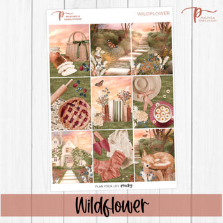 Wildflower Weekly Kit - Planner Stickers For Vertical 7x9 Planners Like Erin Condren EC