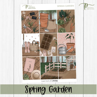 Spring Garden Weekly Kit - Planner Stickers For Vertical 7x9 Planners Like Erin Condren EC