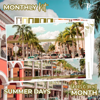 Summer Days Photo Monthly Kit - Planner Stickers For Vertical 7x9 Planners Like Erin Condren EC