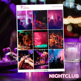 Nightclub Photo Weekly Kit - Decorative Planner Stickers for Vertical 7x9 Planners Compatible with Erin Condren EC - Cover