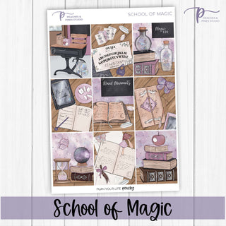 School Of Magic Weekly Kit - Planner Stickers For Vertical 7x9 Planners Like Erin Condren EC