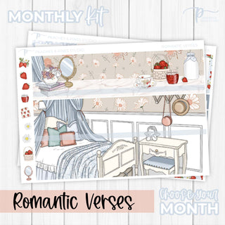 Romantic Verses Monthly Kit - Planner Stickers For Vertical 7x9 Planners Like Erin Condren EC