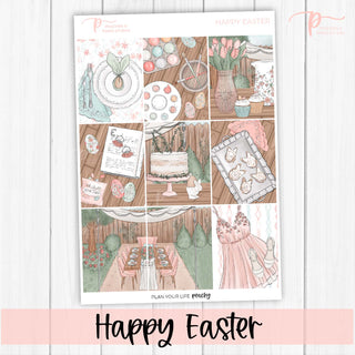 Happy Easter Weekly Kit - Planner Stickers For Vertical 7x9 Planners Like Erin Condren EC