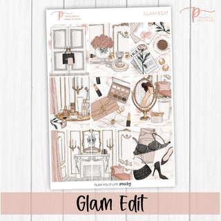 Glam Edit Weekly Kit - Decorative Planner Stickers for Vertical 7x9 Planners Compatible with Erin Condren EC - Cover