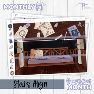 Stars Align Monthly Kit - Planner Stickers For Vertical 7x9 Planners Like Erin Condren EC