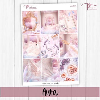 Aura Weekly Kit - Decorative Planner Stickers for Vertical 7x9 Planners Compatible with Erin Condren EC - Cover