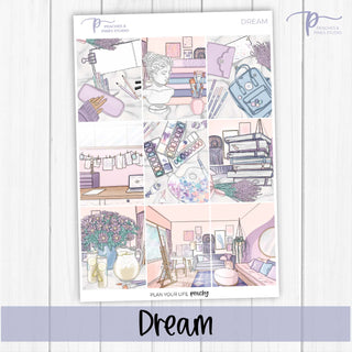 Dream Weekly Kit - Decorative Planner Stickers for Vertical 7x9 Planners Compatible with Erin Condren EC - Cover