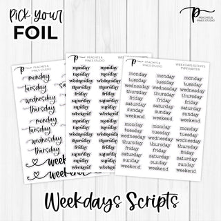 Weekdays Foiled Scripts - Foiled Stickers for Functional Planning - Cover