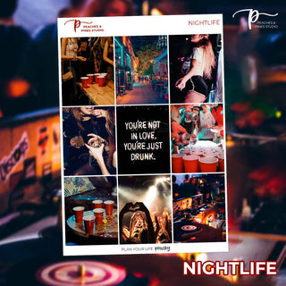 Nightlife Photo Weekly Kit - Decorative Planner Stickers for Vertical 7x9 Planners Compatible with Erin Condren EC - Cover