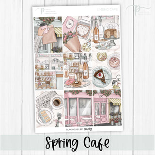 Spring Cafe Weekly Kit - Planner Stickers For Vertical 7x9 Planners Like Erin Condren EC