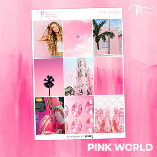 Pink World Photo Weekly Kit - Decorative Planner Stickers for Vertical 7x9 Planners Compatible with Erin Condren EC - Cover