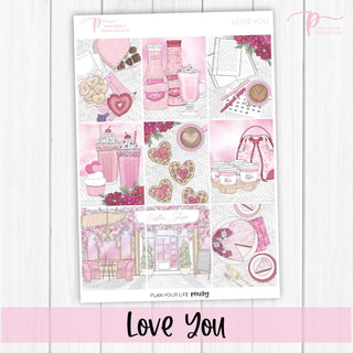 Love You Weekly Kit - Decorative Planner Stickers for Vertical 7x9 Planners Compatible with Erin Condren EC - Cover