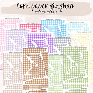 Torn Paper Gingham - Essential Colors - Layering Essentials | Journaling Deco Sticker Sheet