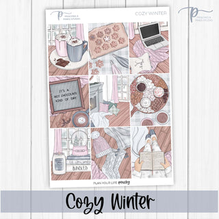 Cozy Winter Weekly Kit - Planner Stickers For Vertical 7x9 Planners Like Erin Condren EC