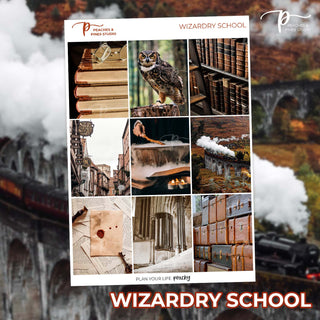 Wizardry School Photo Weekly Kit - Planner Stickers For Vertical 7x9 Planners Like Erin Condren EC