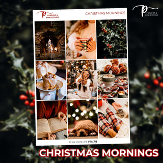 Christmas Mornings Photo Weekly Kit - Decorative Planner Stickers for Vertical 7x9 Planners Compatible with Erin Condren EC - Cover