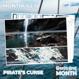 Pirate's Curse Photo Monthly Kit - Planner Stickers For Vertical 7x9 Planners Like Erin Condren EC