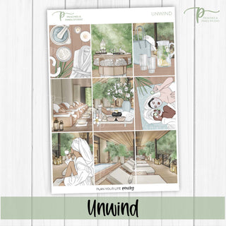 Unwind Weekly Kit - Decorative Planner Stickers for Vertical 7x9 Planners Compatible with Erin Condren EC - Cover