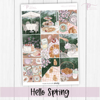 Hello Spring Weekly Kit - Planner Stickers For Vertical 7x9 Planners Like Erin Condren EC