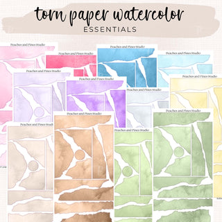 Torn Paper Watercolor - Essential Colors - Layering Essentials | Journaling Deco Sticker Sheet