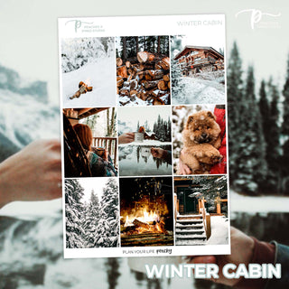 Winter Cabin Photo Weekly Kit - Decorative Planner Stickers for Vertical 7x9 Planners Compatible with Erin Condren EC - Cover