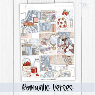 Romantic Verses Weekly Kit - Planner Stickers For Vertical 7x9 Planners Like Erin Condren EC