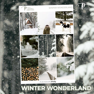 Winter Wonderland Photo Weekly Kit - Decorative Planner Stickers for Vertical 7x9 Planners Compatible with Erin Condren EC - Cover