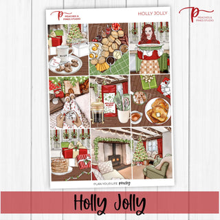 Holly Jolly Weekly Kit - Planner Stickers For Vertical 7x9 Planners Like Erin Condren EC