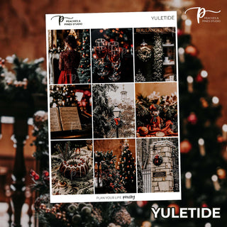 Yuletide Photo Weekly Kit - Planner Stickers For Vertical 7x9 Planners Like Erin Condren EC