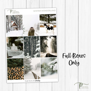 Winter Wonderland Photo Weekly Kit - Decorative Planner Stickers for Vertical 7x9 Planners Compatible with Erin Condren EC - Full Boxes Only