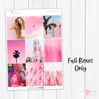 Pink World Photo Weekly Kit - Decorative Planner Stickers for Vertical 7x9 Planners Compatible with Erin Condren EC - Full Boxes Only