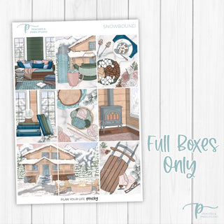 Snowbound Weekly Kit - Decorative Planner Stickers for Vertical 7x9 Planners Compatible with Erin Condren EC - Full Boxes Only