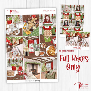 Holly Jolly Weekly Kit - Planner Stickers For Vertical 7x9 Planners Like Erin Condren EC