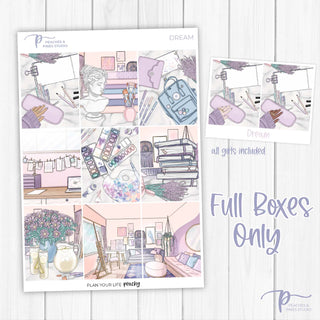 Dream Weekly Kit - Decorative Planner Stickers for Vertical 7x9 Planners Compatible with Erin Condren EC - Full Boxes Only