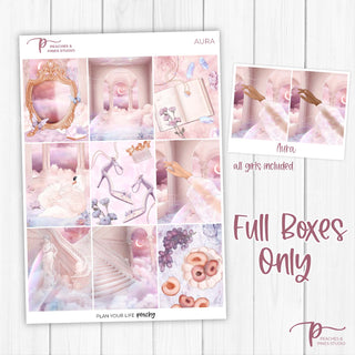 Aura Weekly Kit - Decorative Planner Stickers for Vertical 7x9 Planners Compatible with Erin Condren EC - Full Boxes Only
