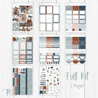 Frozen Lake Weekly Kit - Decorative Planner Stickers for Vertical 7x9 Planners Compatible with Erin Condren EC - Full Kit