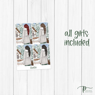 Winter Weekly Kit - Decorative Planner Stickers for Vertical 7x9 Planners Compatible with Erin Condren EC - Skin Tones