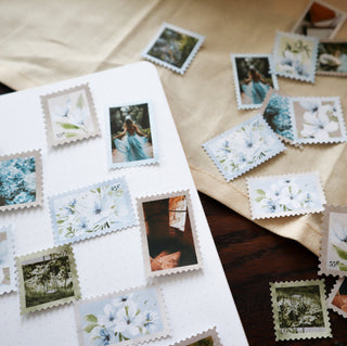 Sapphire Realm - Faux Postal Stamps Die Cut Sticker Set - 12 pcs