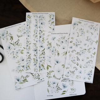Sapphire Realm - Floral Edges | Journaling Deco Sticker Sheet