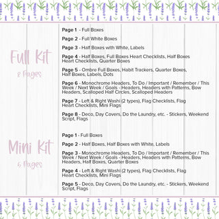 Lavender Love Weekly Kit - Planner Stickers For Vertical 7x9 Planners Like Erin Condren EC