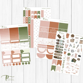 Spring Garden Weekly Kit - Planner Stickers For Vertical 7x9 Planners Like Erin Condren EC